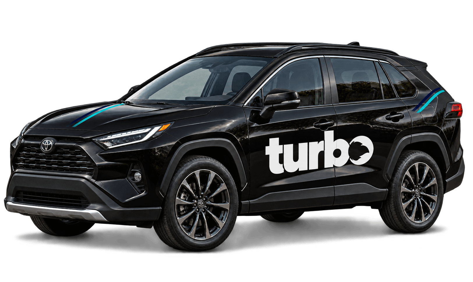 Black SUV with white Turbo branding, centred over the purpose panel